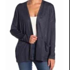 Bobeau | Solid Open Front Dolman Slub Cardigan XSP